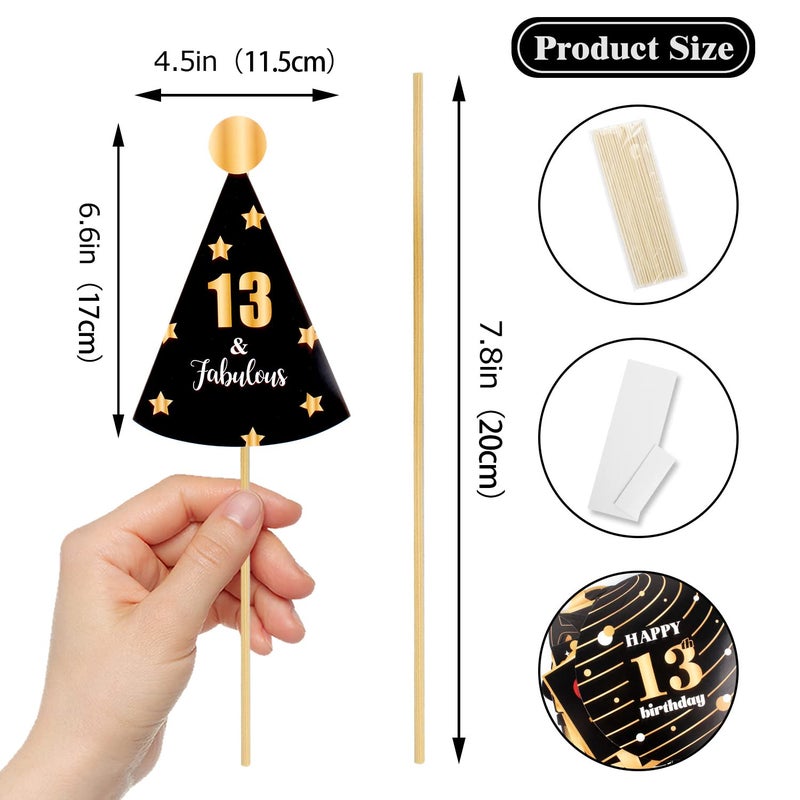 LINGTEER Happy 13th Birthday Party Photo Booth Props,Cheers to 13th Birthday Thirteen Years Old Bday Party Centerpieces Props Decorations Sign. - Image 2